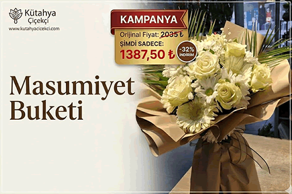 Masumiyet Buketi 01 - 30 Haziran 2026 tarihleri arası geçerli, Kütahya çiçekçi