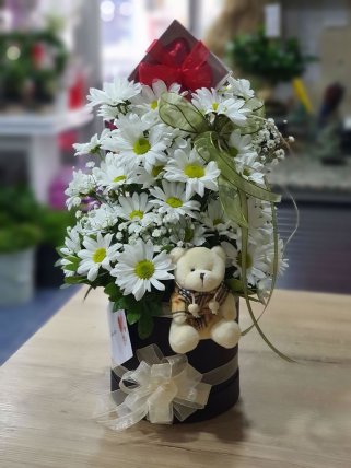 Kutuda Beyaz Krizantem Aranjmanı Kütahya Çiçekçi