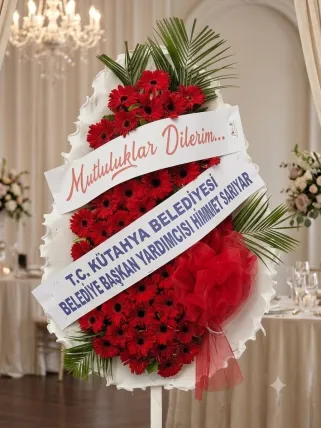 Kütahya Çelenk Gönderimi Kırmızı Çiçekli Çelenk
